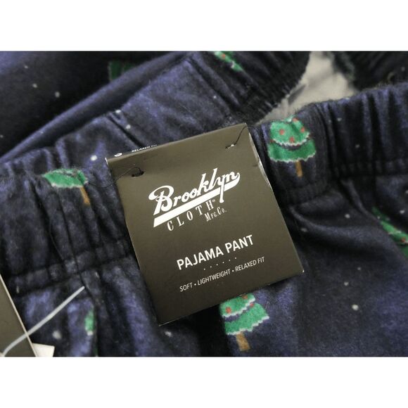Brooklyn Cloth Men’s Christmas Pajama Pants Size S Navy Blue Tree Print Pants - Picture 9 of 10